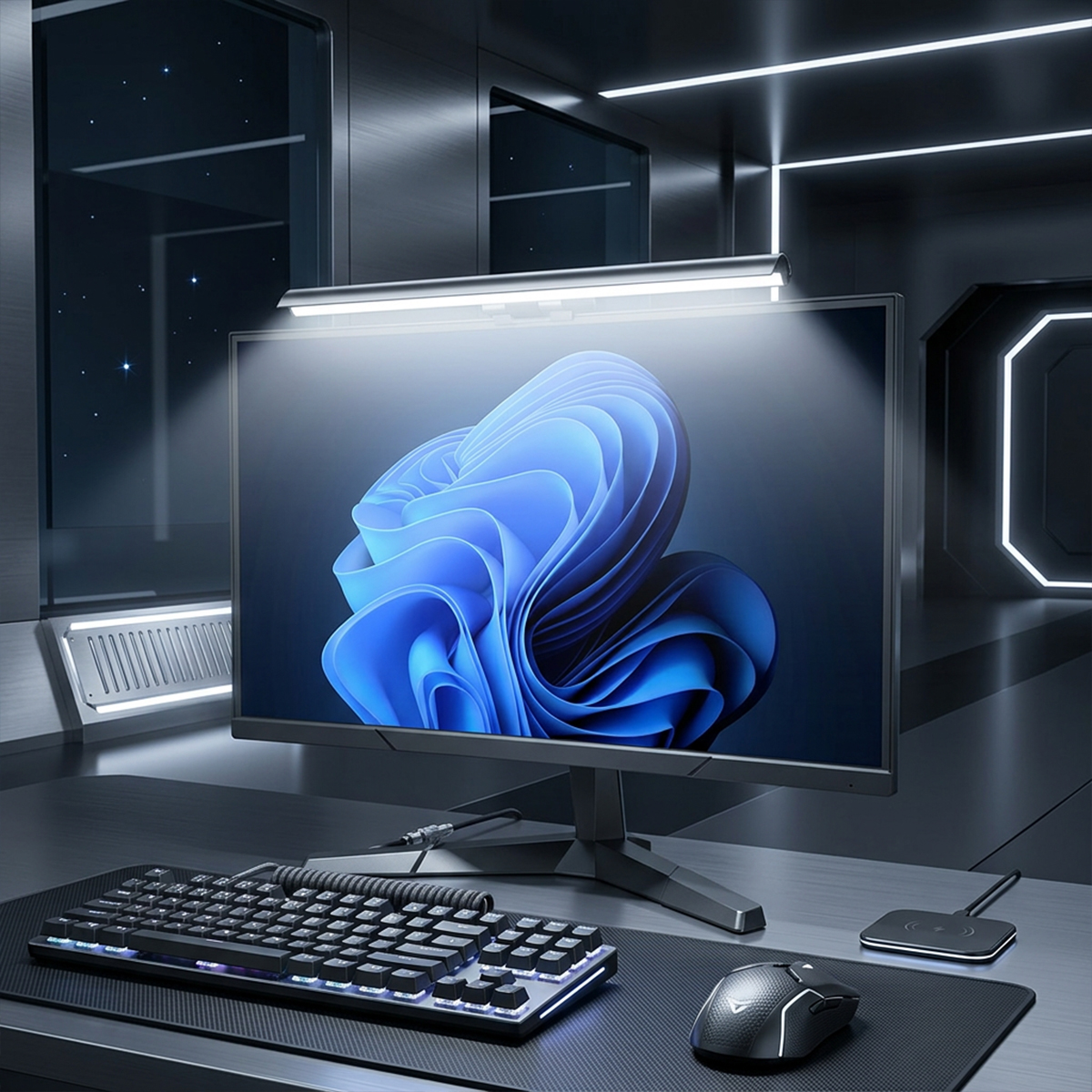 Esports Gaming Desk - USB Powered LED Computer Screen Hanging