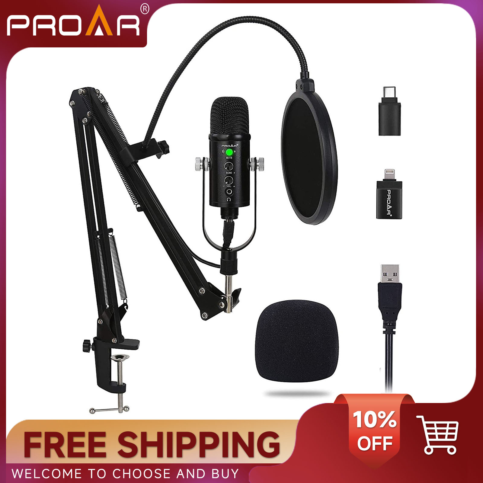 Streaming Mic Condenser - BM86 USB Condenser Microphone PC Gaming