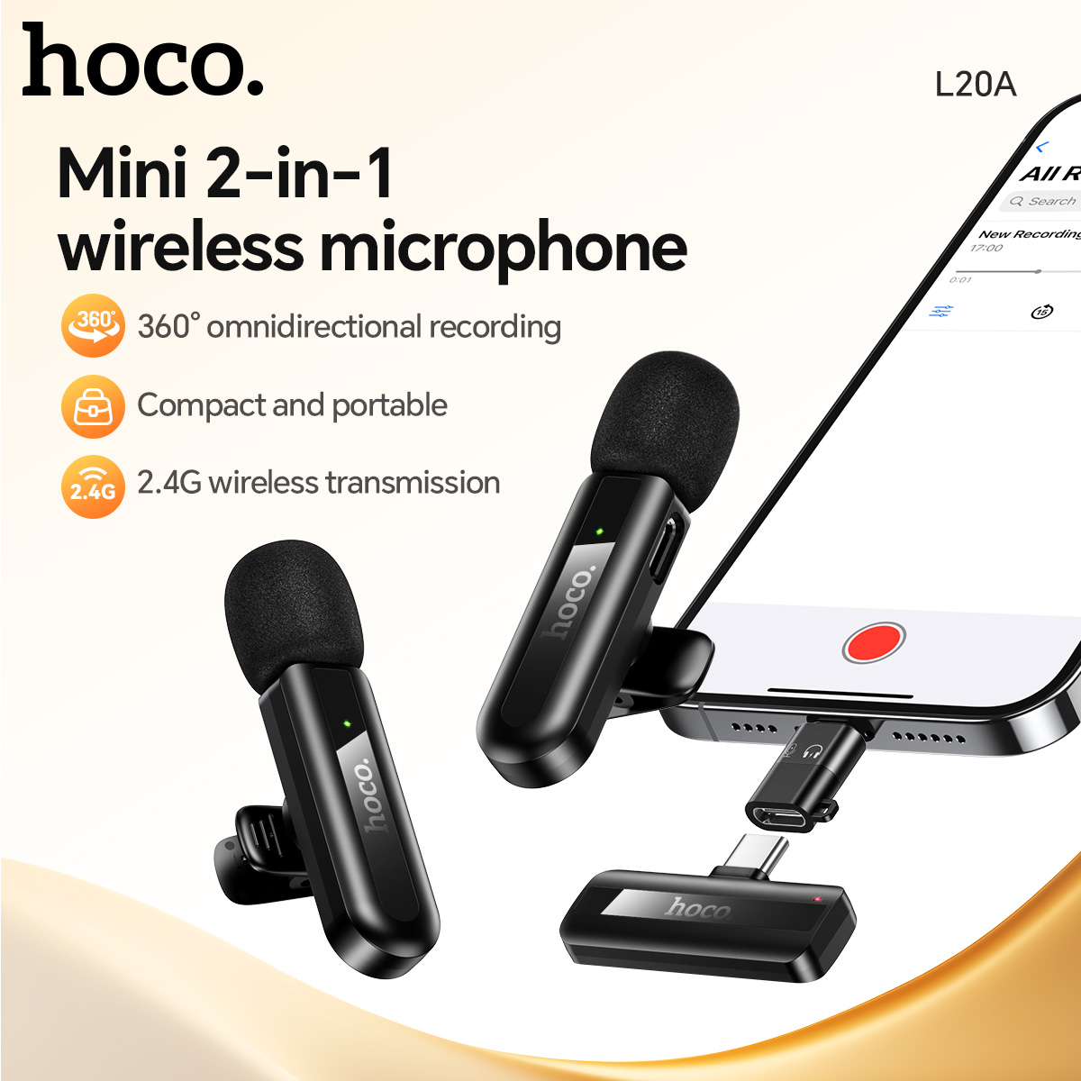 HOCO L20A Wireless Lavalier La – Streaming Mic Condenser recenzja i cena