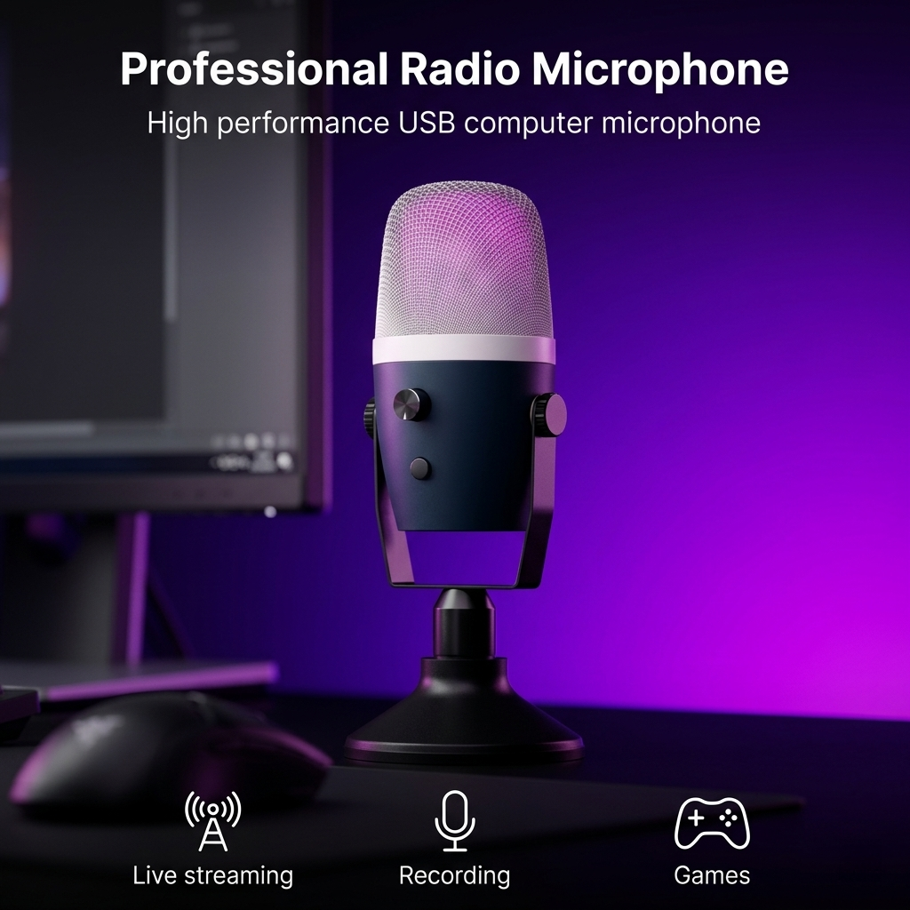 RGB USB Condenser Microphone P – Streaming Mic Condenser recenzja i cena