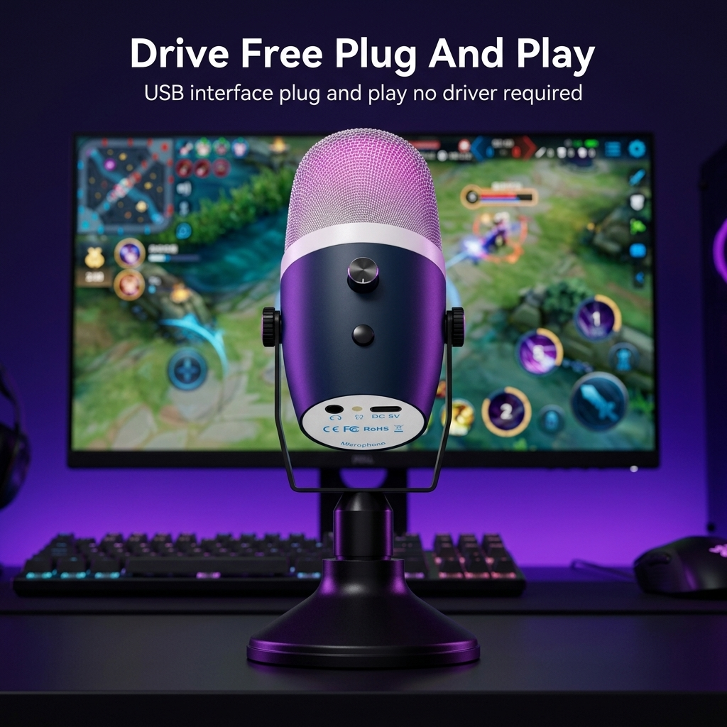 RGB USB Condenser Microphone P – Streaming Mic Condenser recenzja i cena