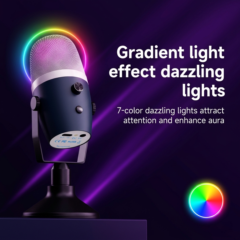 RGB USB Condenser Microphone P – Streaming Mic Condenser recenzja i cena